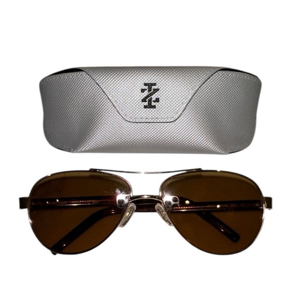 Precision 799 Aviator Sunglasses Gold Metal Frame with Brown Polarized Lenses - Picture 11 of 13